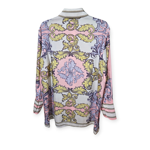 Alice + Olivia  Lane Button Down Filligree Day Dreamer Oversized Shirt Size Med - Picture 5 of 10